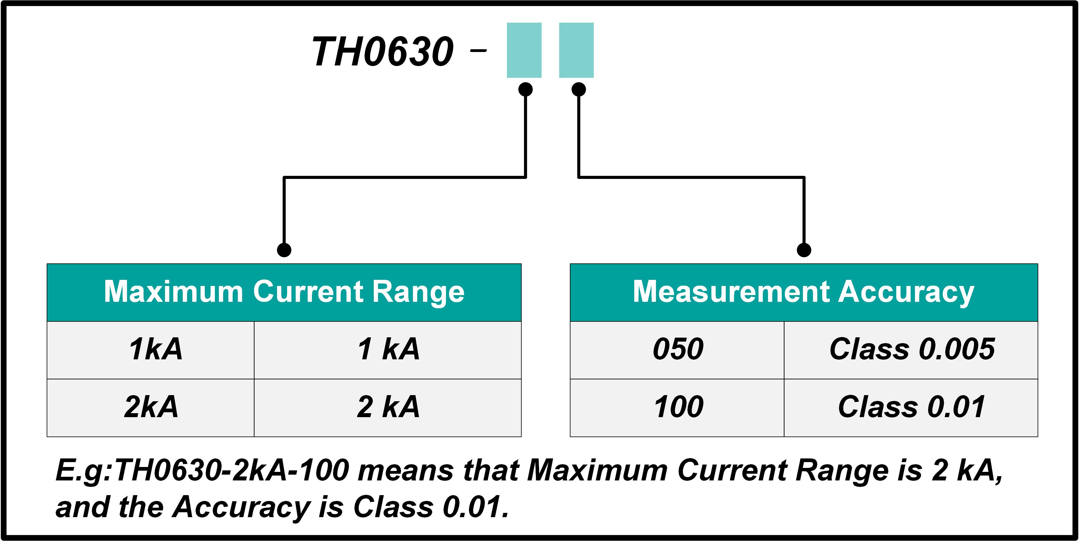 TH0630 Through-Core Precision AC Ammeter Ordering Information