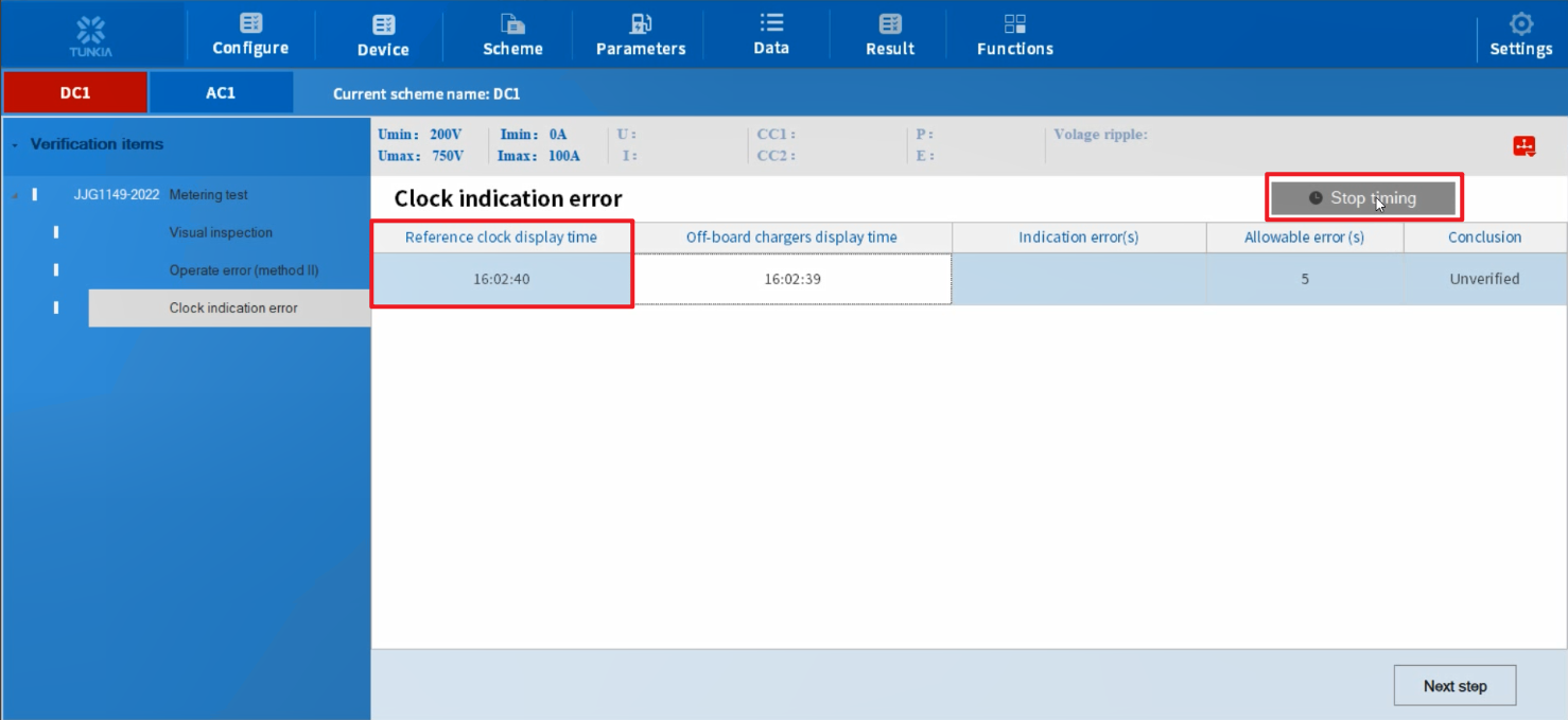 TK4830 Portable Tester for AC&DC EV Chargers software interface