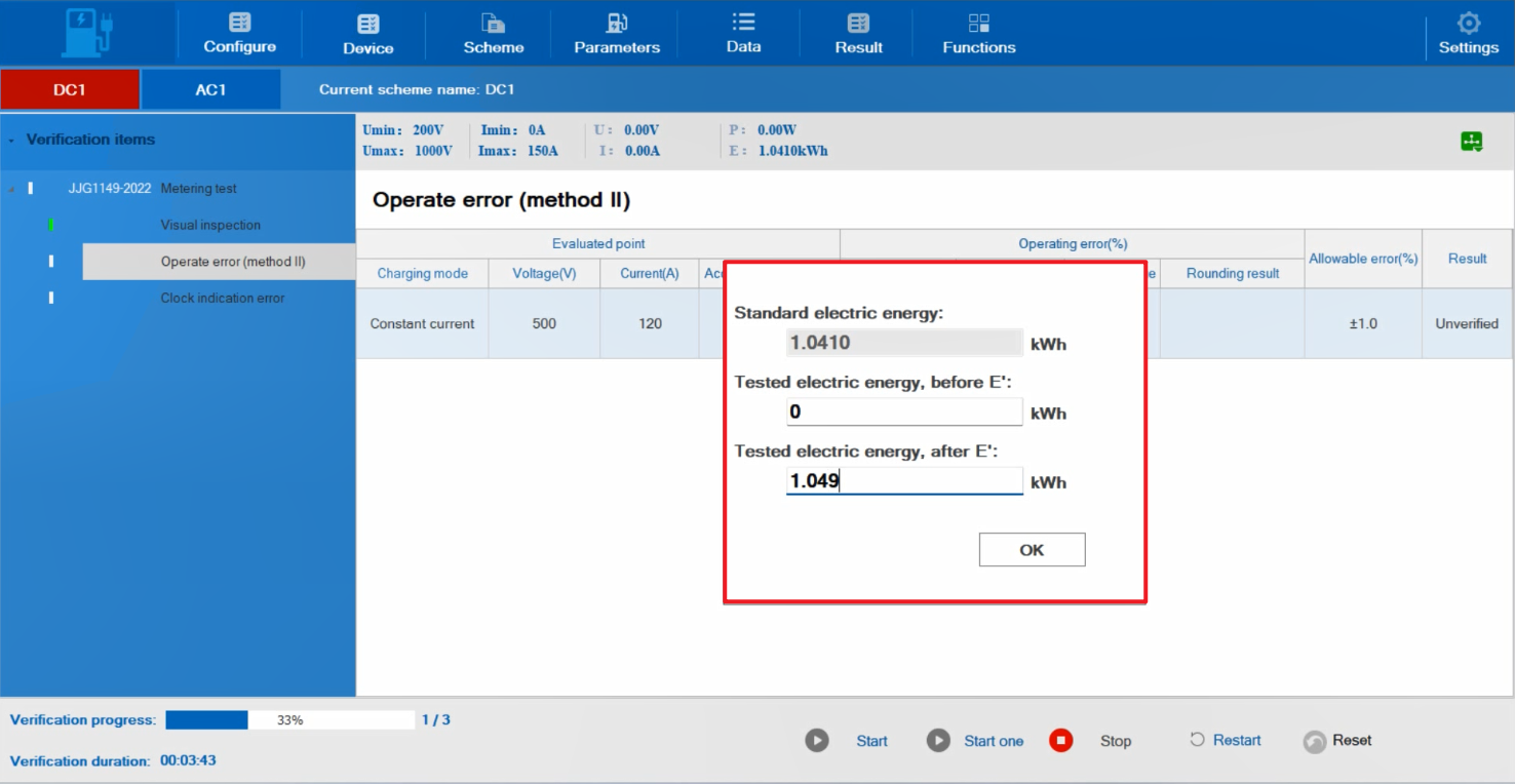 TK4830 Portable Tester for AC&DC EV Chargers software interface