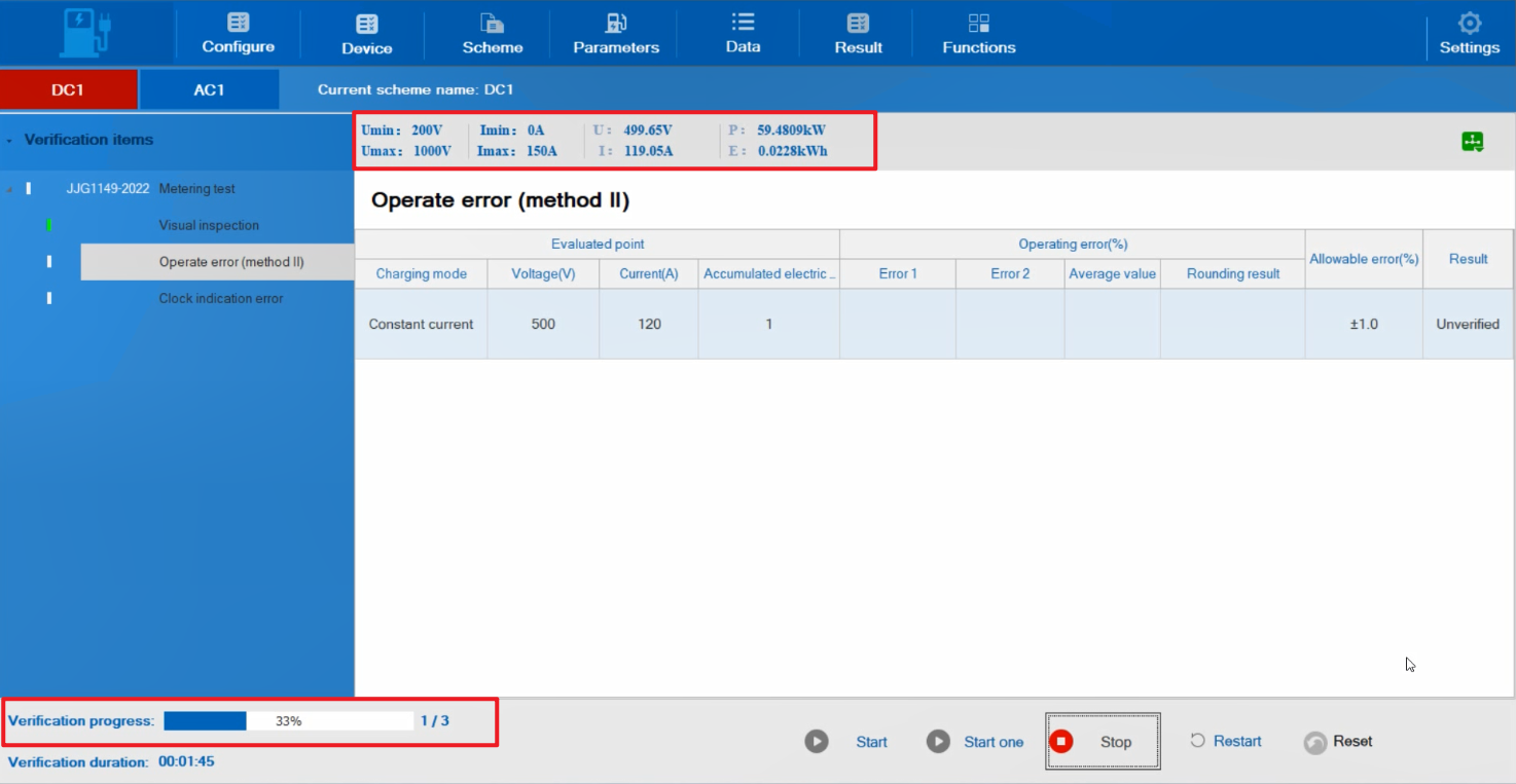 TK4830 Portable Tester for AC&DC EV Chargers software interface